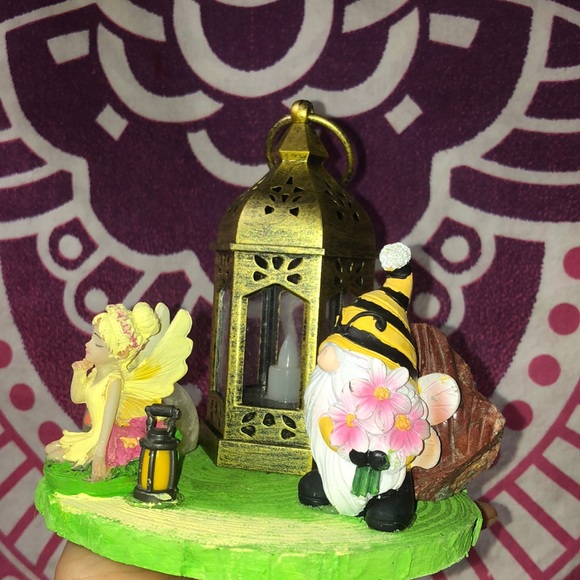 Whimsical Fairy and Gnome Lantern Decor - Picture 1 of 6